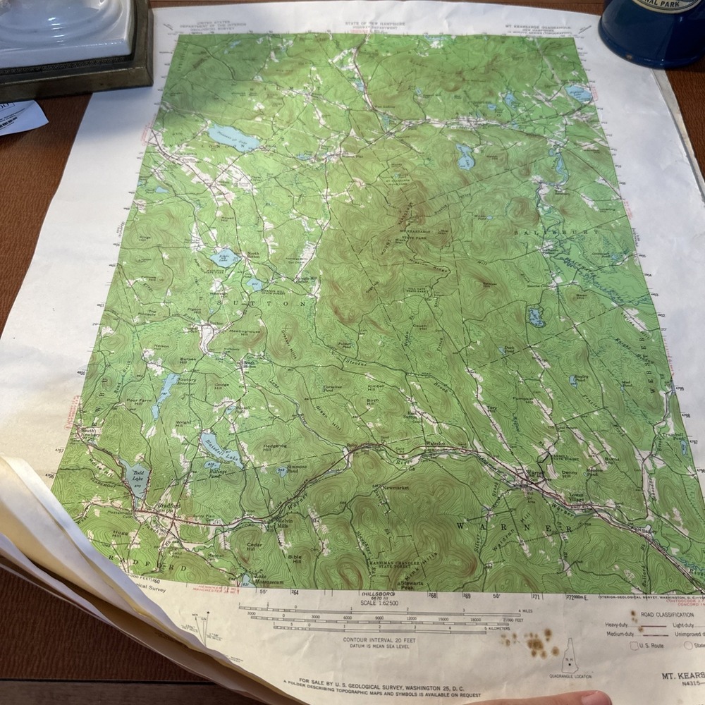1950's State Of New Hampshire Dept Of Interior Highway Topography Maps Set Of 4